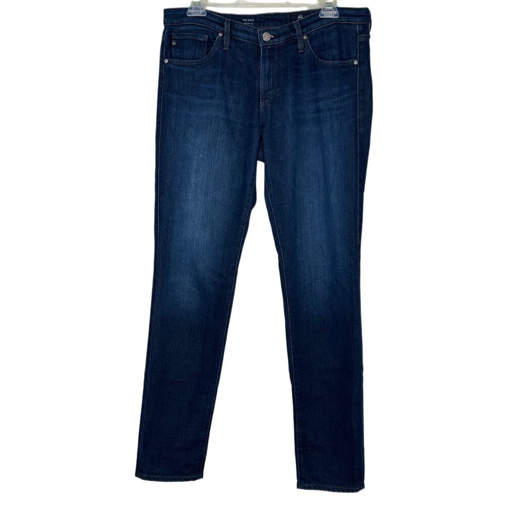 Hudson Sz 30 Collin Mid Rise Boot Cut Crop Jeans Flap Pocket Dark Blue